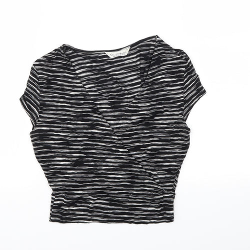 Miss Selfridge Womens Black Striped  Basic T-Shirt Size 8