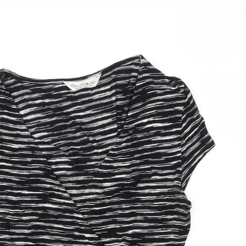 Miss Selfridge Womens Black Striped  Basic T-Shirt Size 8