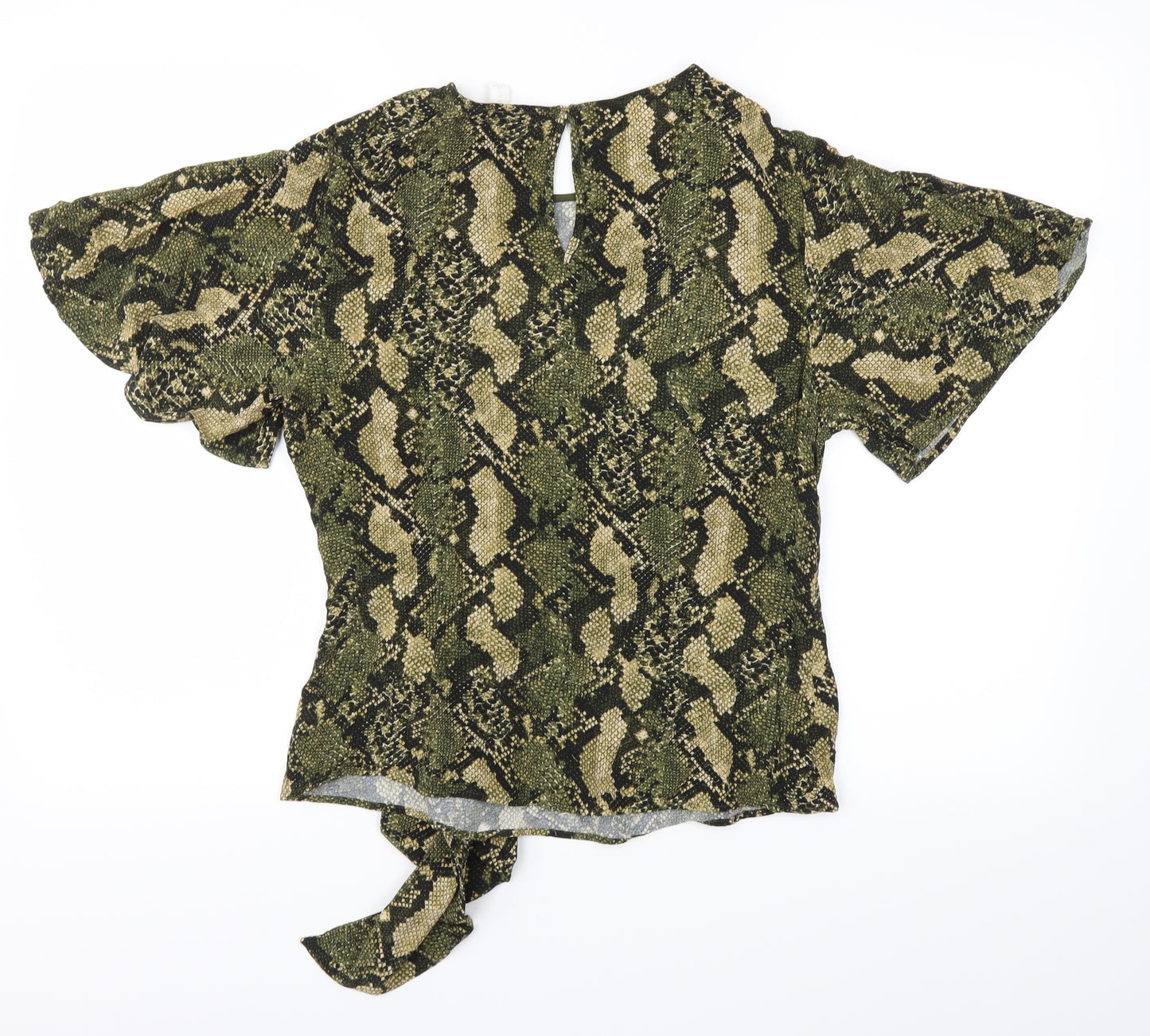 H&M Womens Green Animal Print  Basic T-Shirt Size 8