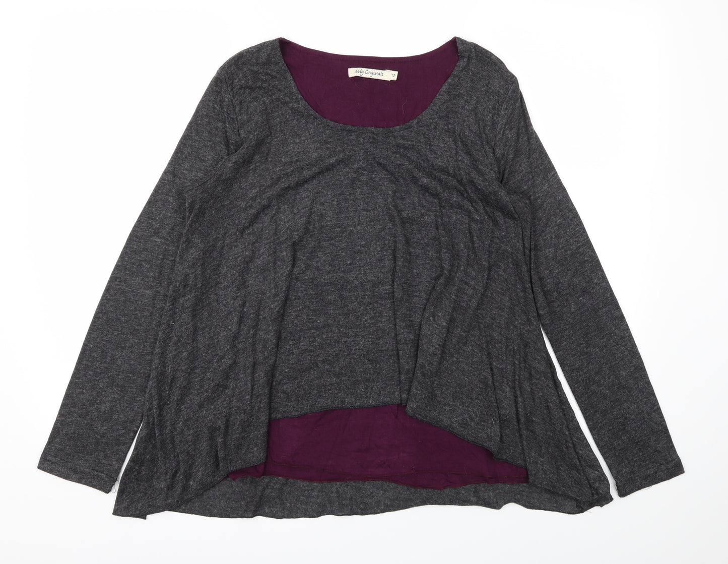 Lily Originals Womens Grey   Basic T-Shirt Size 12