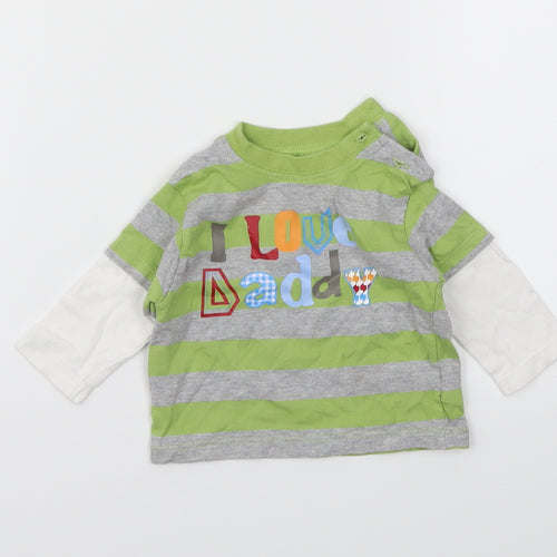 Cherokee Boys Green Striped  Basic T-Shirt Size Newborn
