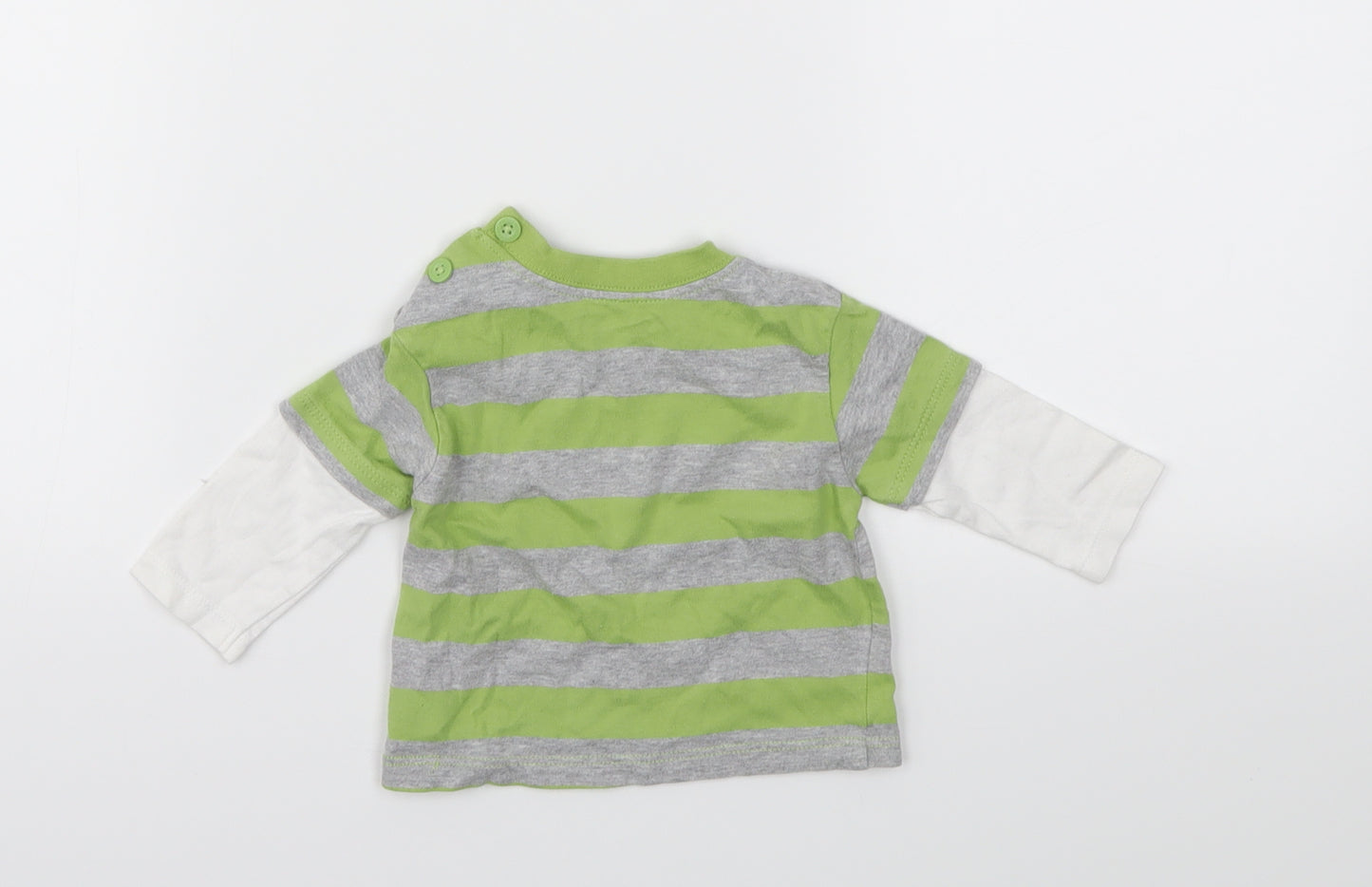 Cherokee Boys Green Striped  Basic T-Shirt Size Newborn
