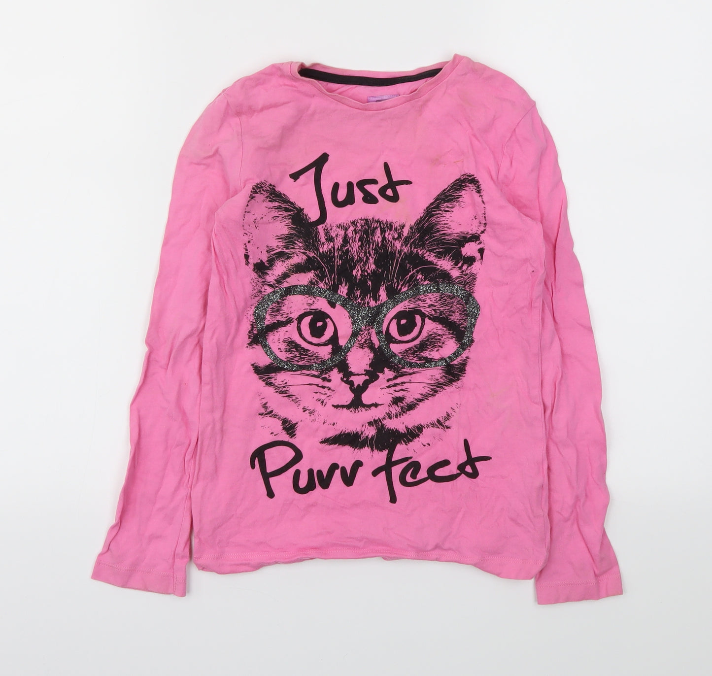 F&F Girls Pink Animal Print  Basic T-Shirt Size 9-10 Years