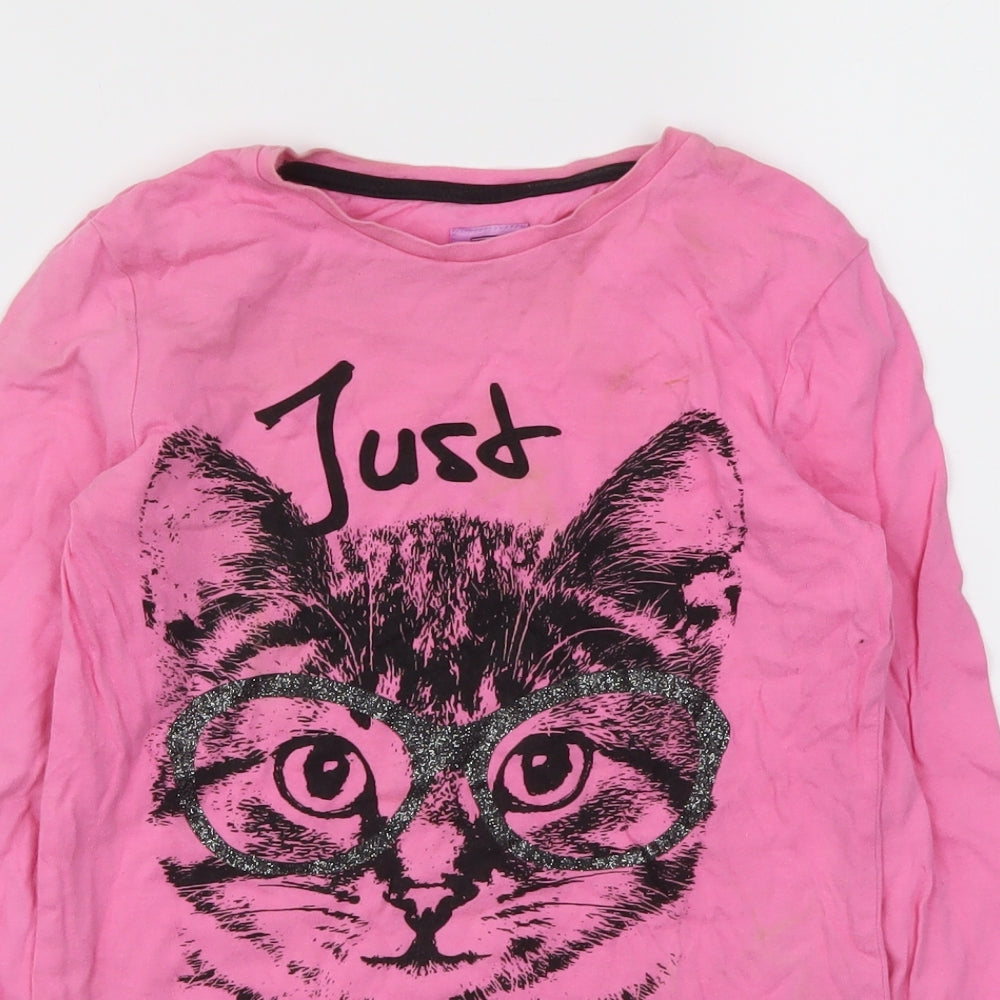 F&F Girls Pink Animal Print  Basic T-Shirt Size 9-10 Years