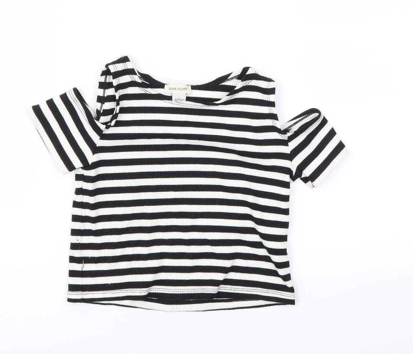 River Island Girls Black Spotted  Basic T-Shirt Size 9-10 Years