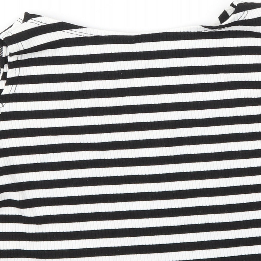 River Island Girls Black Spotted  Basic T-Shirt Size 9-10 Years