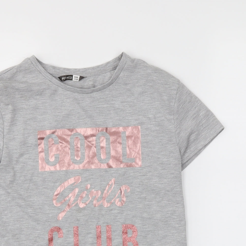 PEP&CO  Girls Grey   Basic T-Shirt Size 9-10 Years