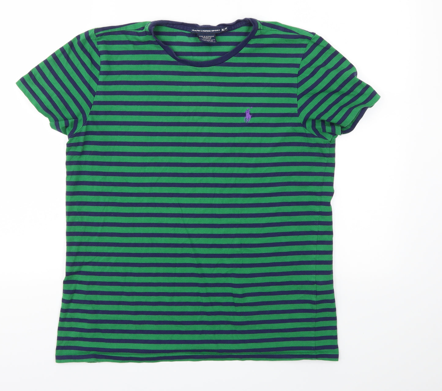 Ralph Lauren Mens Green Striped   T-Shirt Size XL