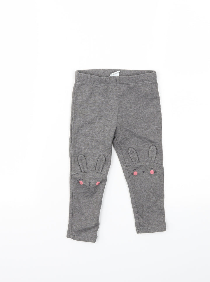 H&M Girls Grey Animal Print Capri Leggings Size 12 Months