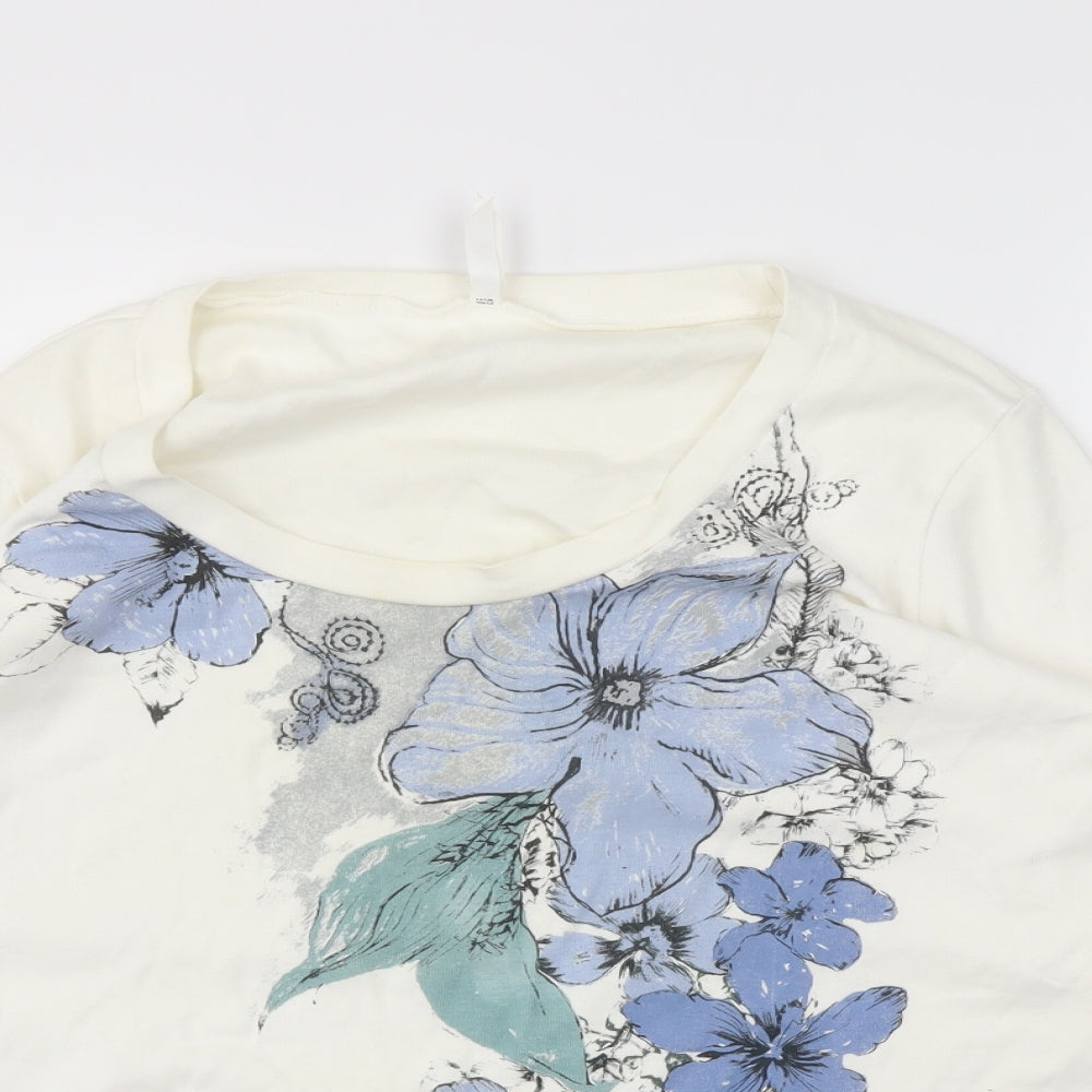 M&S Womens Ivory Fair Isle  Basic T-Shirt Size 22