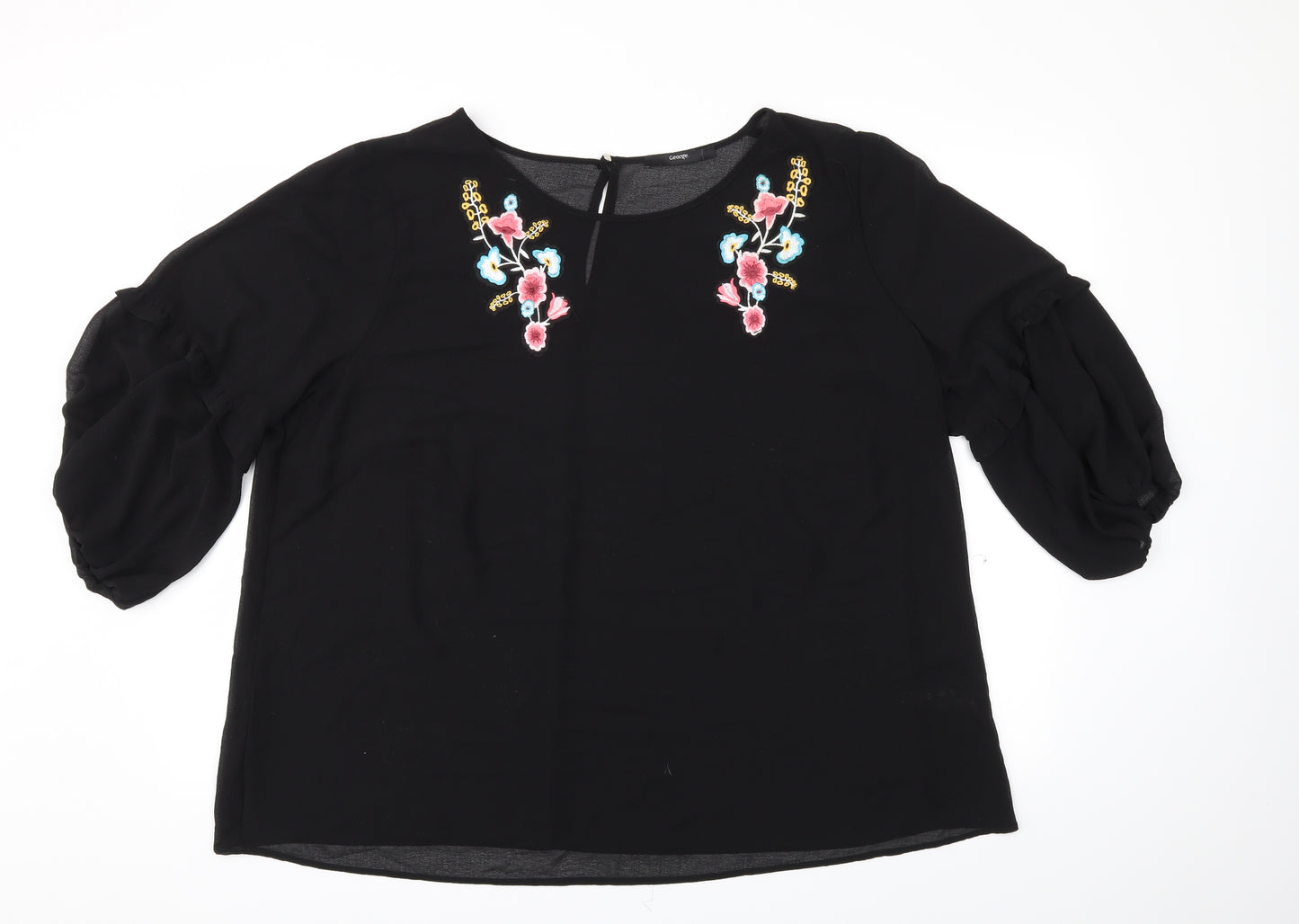 George Womens Black Floral  Basic T-Shirt Size 24