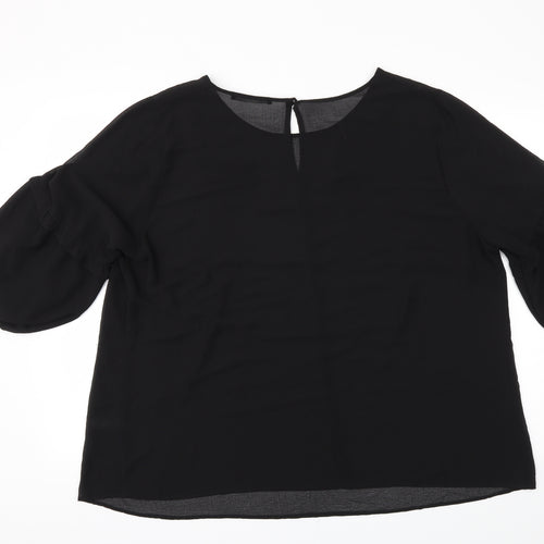 George Womens Black Floral  Basic T-Shirt Size 24
