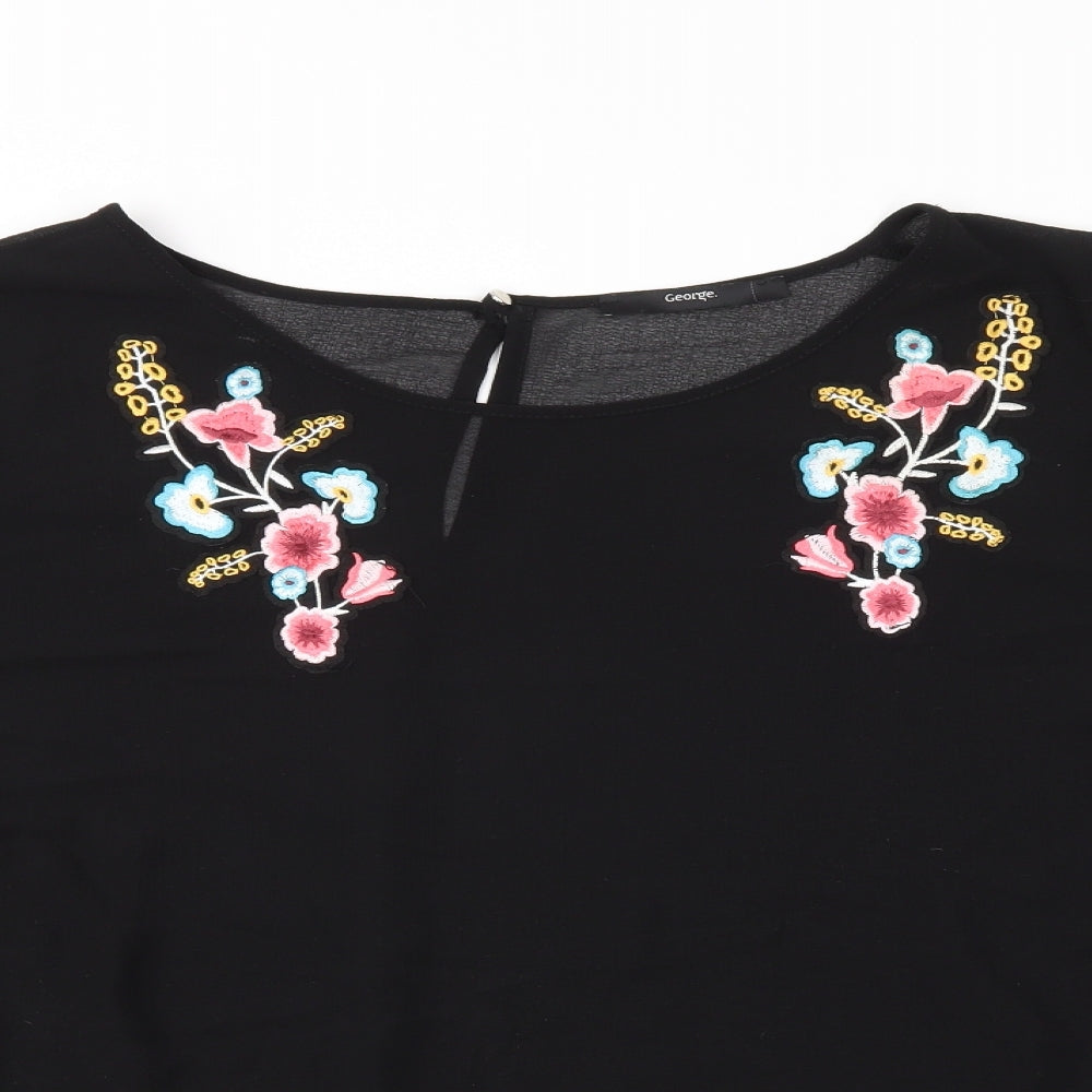 George Womens Black Floral  Basic T-Shirt Size 24