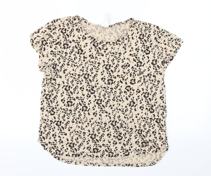 H&M Womens Brown Animal Print  Basic T-Shirt Size S