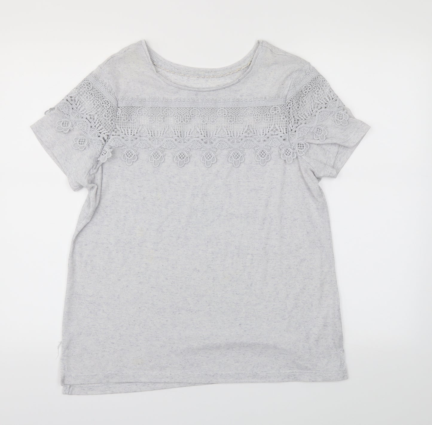 George Womens Grey Floral  Basic T-Shirt Size 12