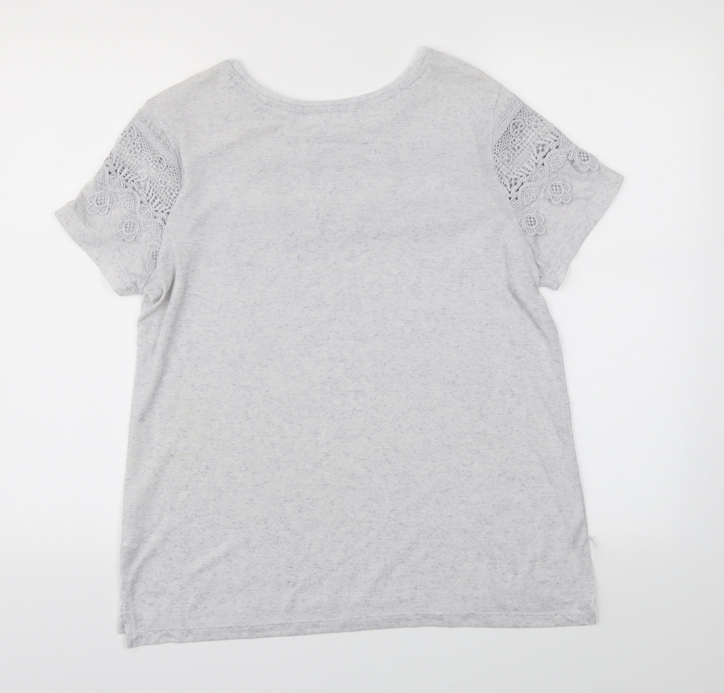 George Womens Grey Floral  Basic T-Shirt Size 12