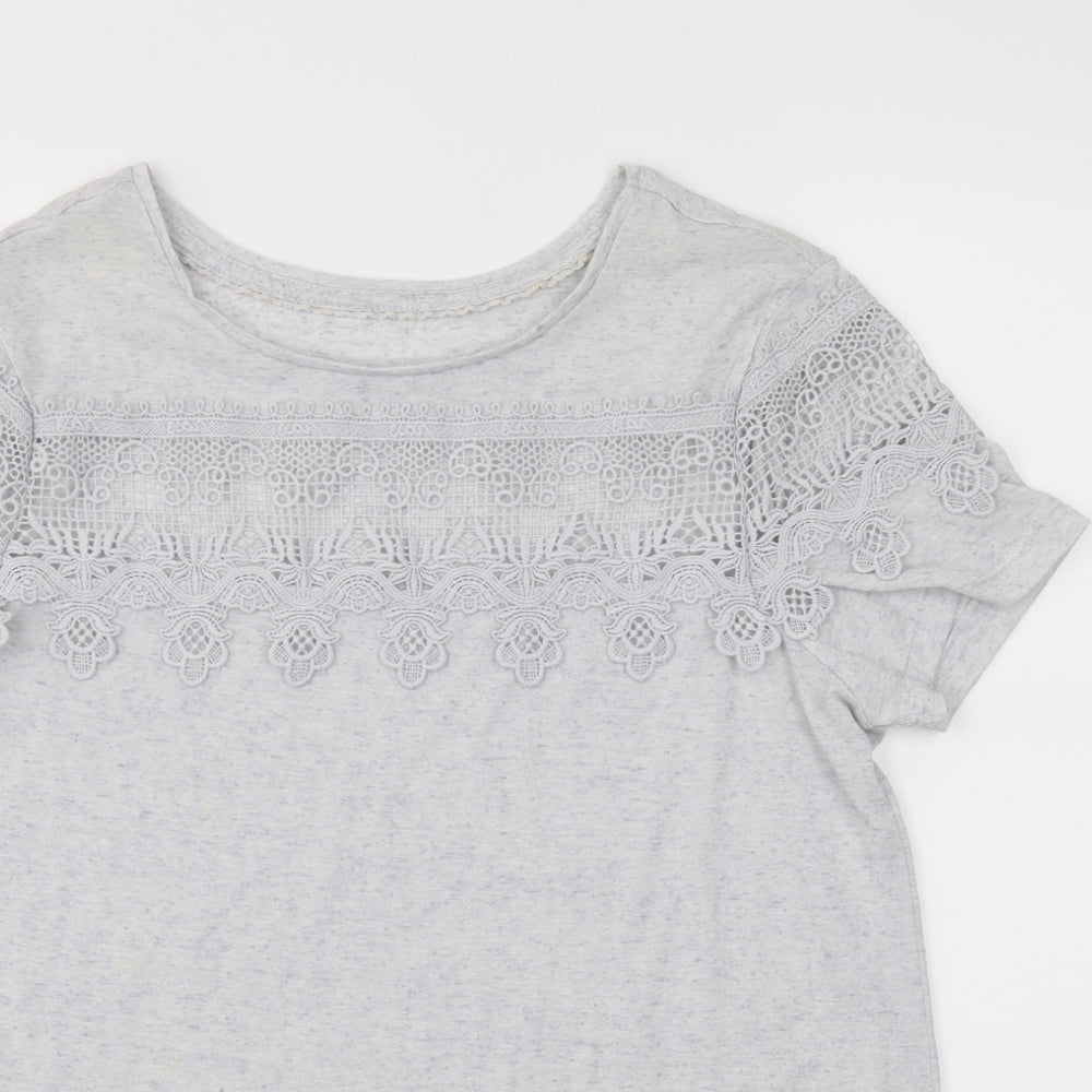 George Womens Grey Floral  Basic T-Shirt Size 12