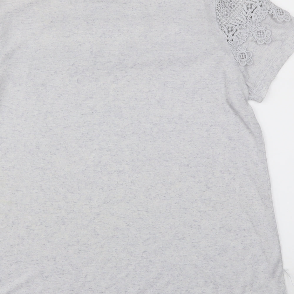George Womens Grey Floral  Basic T-Shirt Size 12
