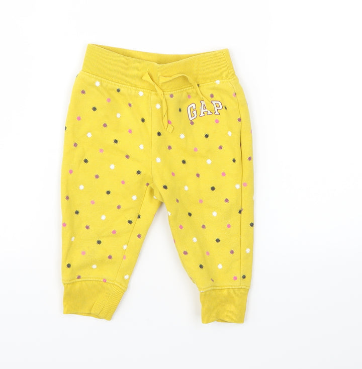 GAP  Girls Yellow Polka Dot  Jogger Trousers Size 12 Months