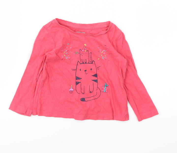 GAP Girls Pink Animal Print T-Shirt Size 12-18 Months