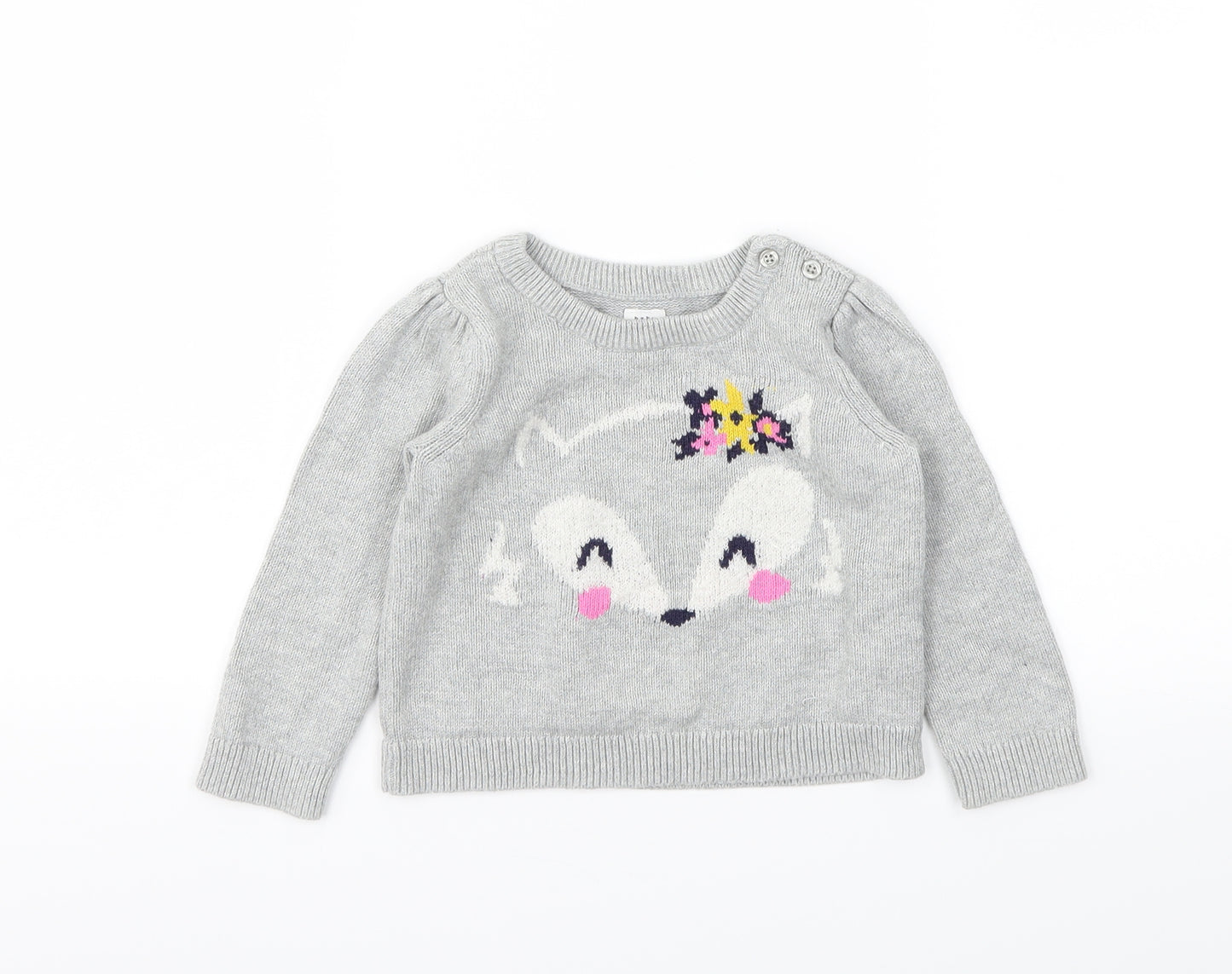 Gap Girls Grey Animal Print  Pullover Jumper Size 12-18 Months
