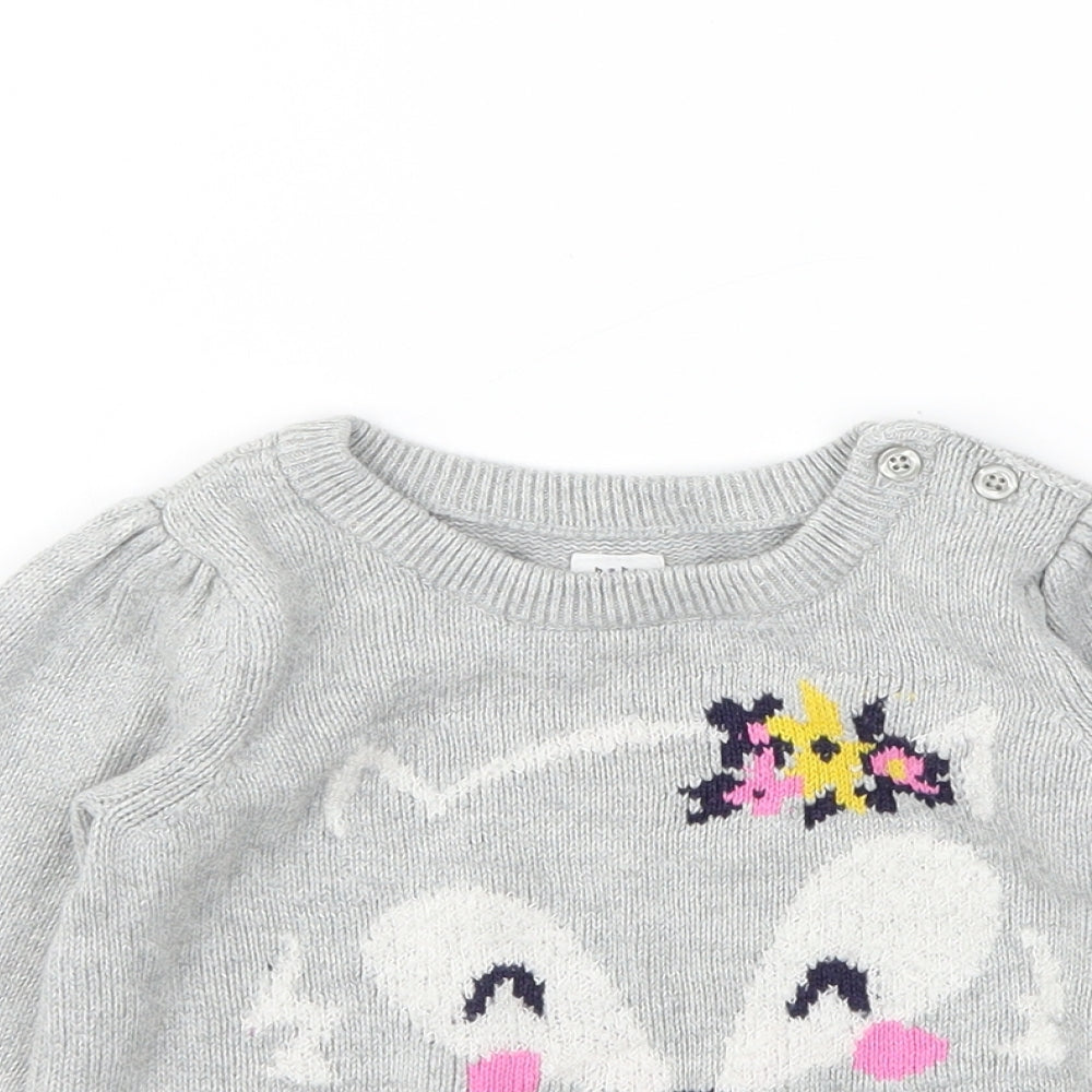 Gap Girls Grey Animal Print  Pullover Jumper Size 12-18 Months