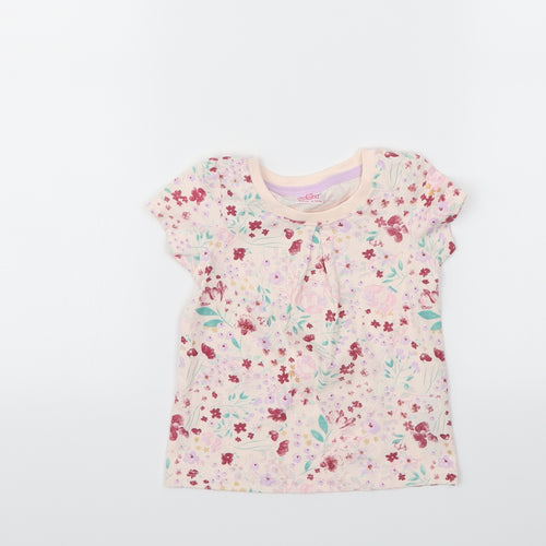 SO CUTE Girls Pink Floral  Basic T-Shirt Size 9-12 Months