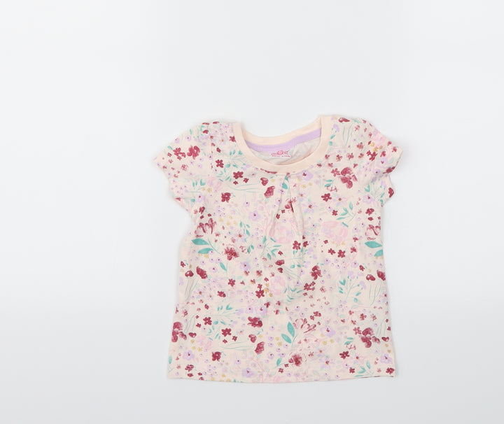 SO CUTE Girls Pink Floral  Basic T-Shirt Size 9-12 Months