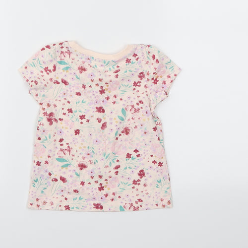 SO CUTE Girls Pink Floral  Basic T-Shirt Size 9-12 Months
