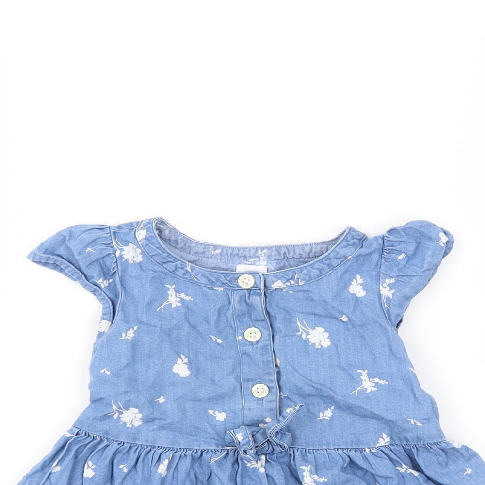 Gap Girls Blue Floral  Fit & Flare  Size 18-24 Months