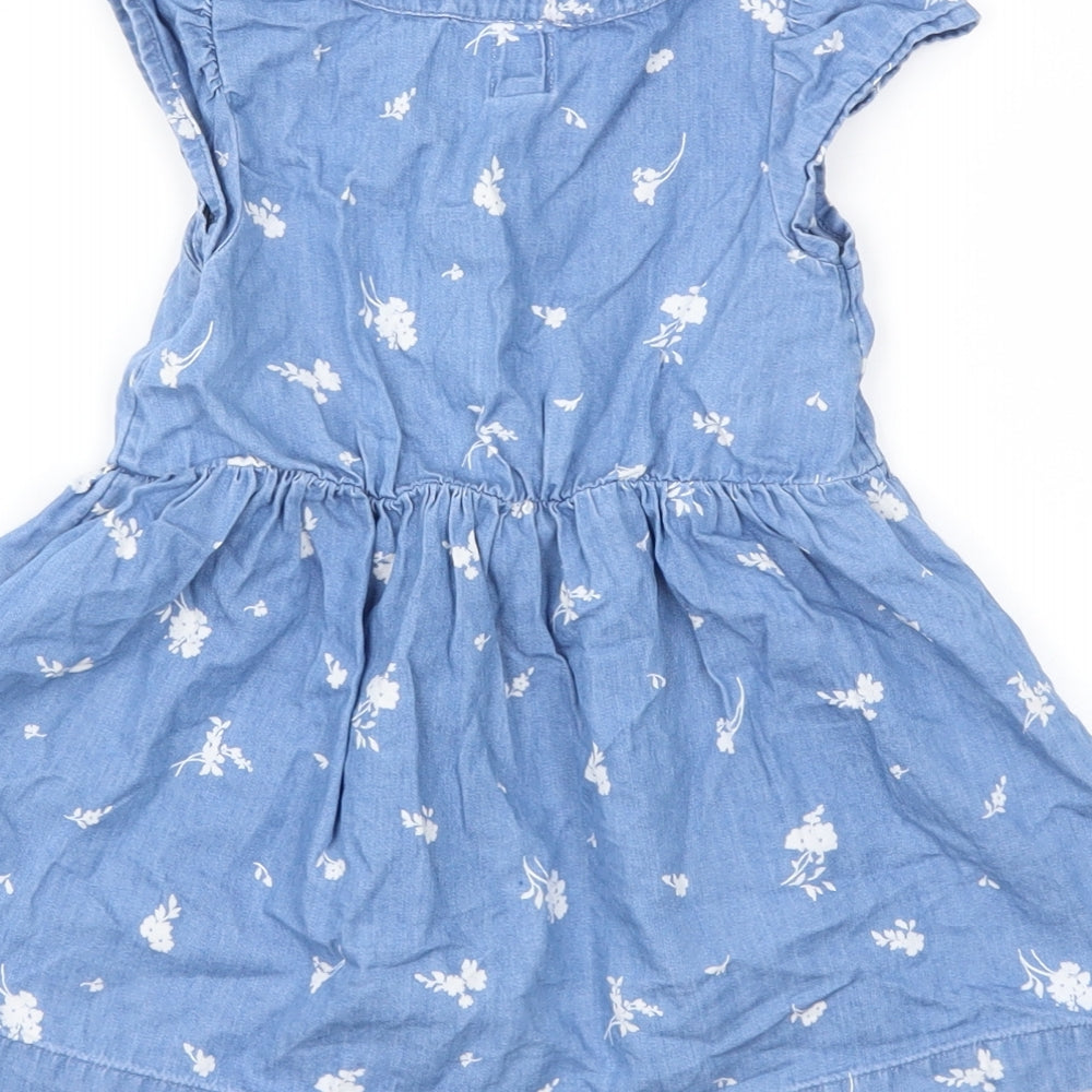 Gap Girls Blue Floral  Fit & Flare  Size 18-24 Months