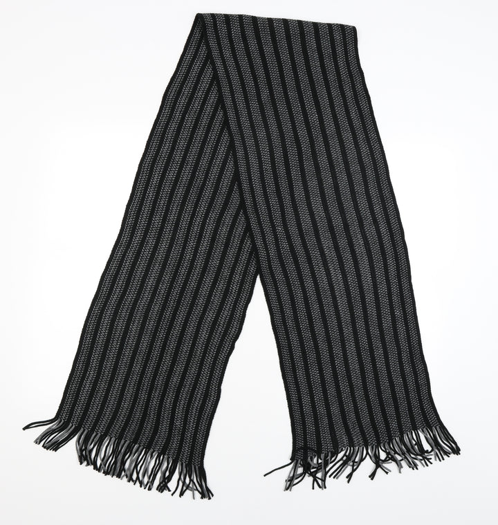 Preworn Mens Black Striped  Scarf  One Size