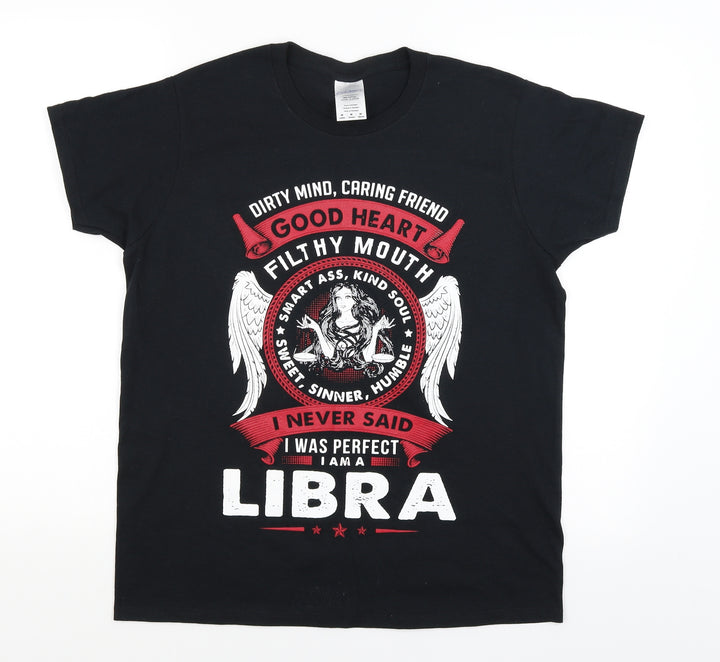 Gildan Womens Black Basic T-Shirt Size M - Libra