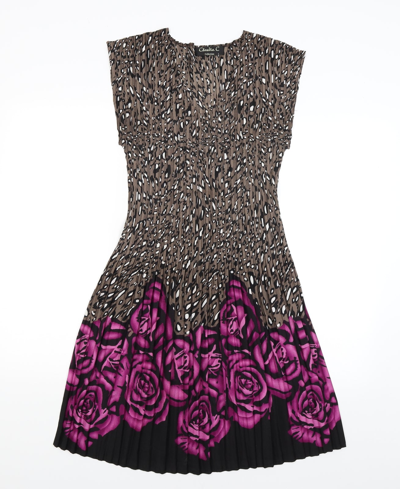 Claudia C Womens Brown Animal Print  Bodycon  Size L
