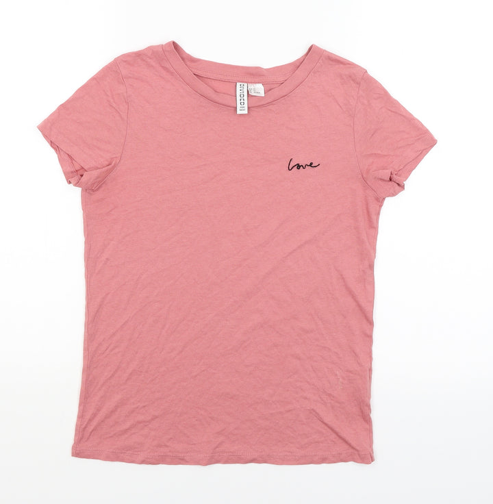 Divided Womens Pink Basic T-Shirt Size XS