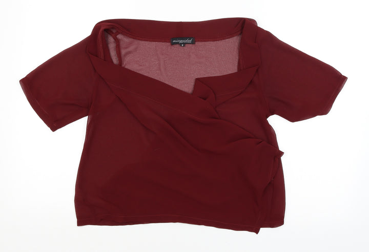 Missguided Womens Red   Wrap T-Shirt Size 8
