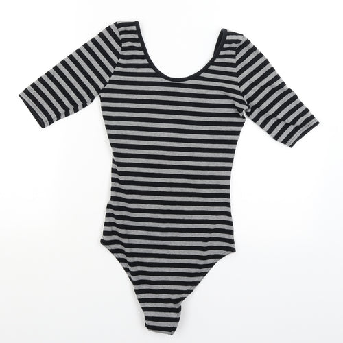 Dorothy Perkins Womens Grey Striped  Bodysuit One-Piece Size 6