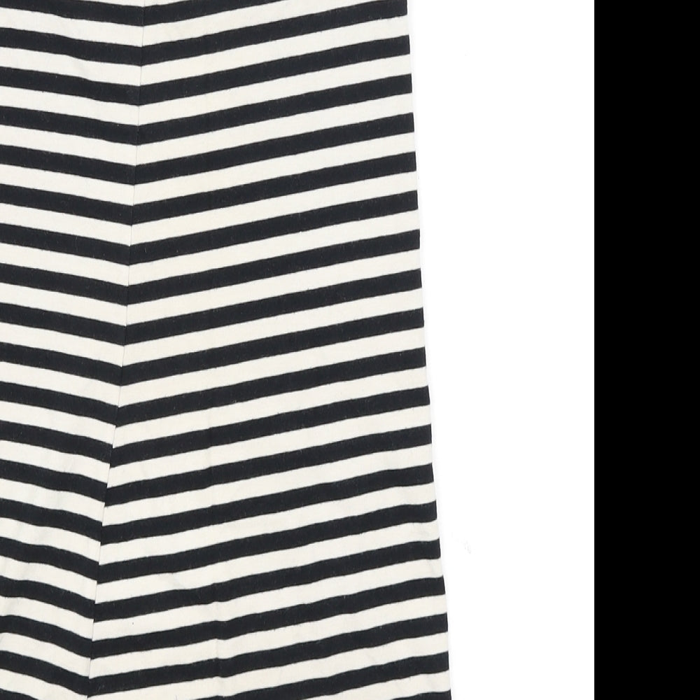 Topshop Womens Black Striped  Tunic T-Shirt Size 8
