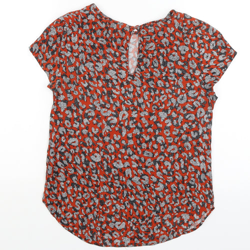 H&M Womens Red Animal Print  Basic T-Shirt Size 8