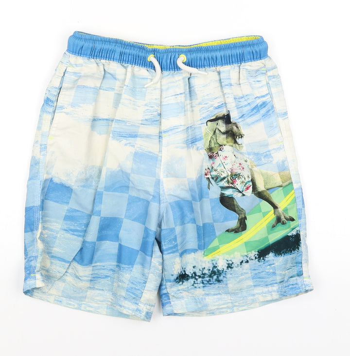 Surf Life Boys Blue Check  Utility Shorts Size 10-11 Years - Dinosaur