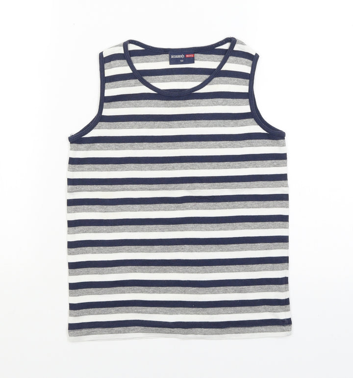 Designers Boys Boys Blue Striped Basic Tank Size 7 Years
