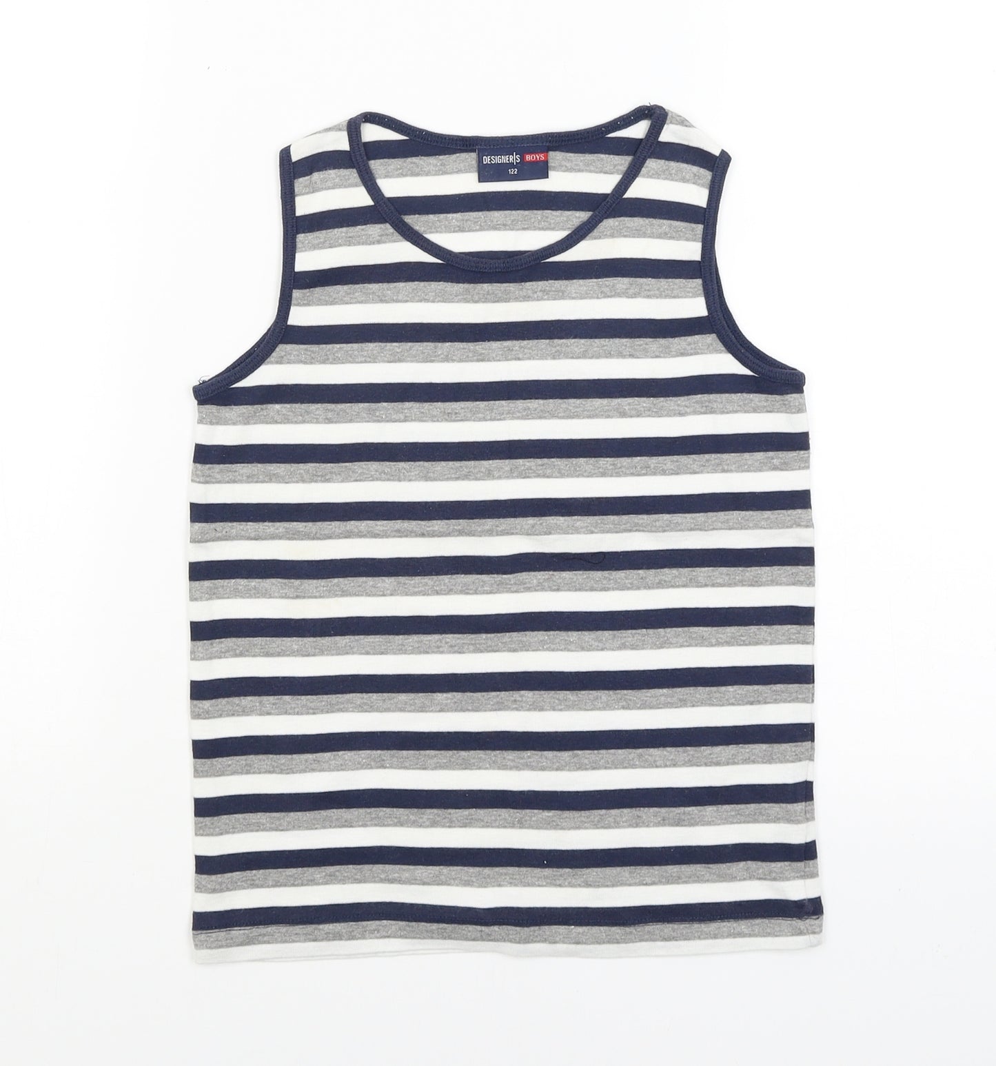 Designers Boys Boys Blue Striped  Basic Tank Size 7 Years