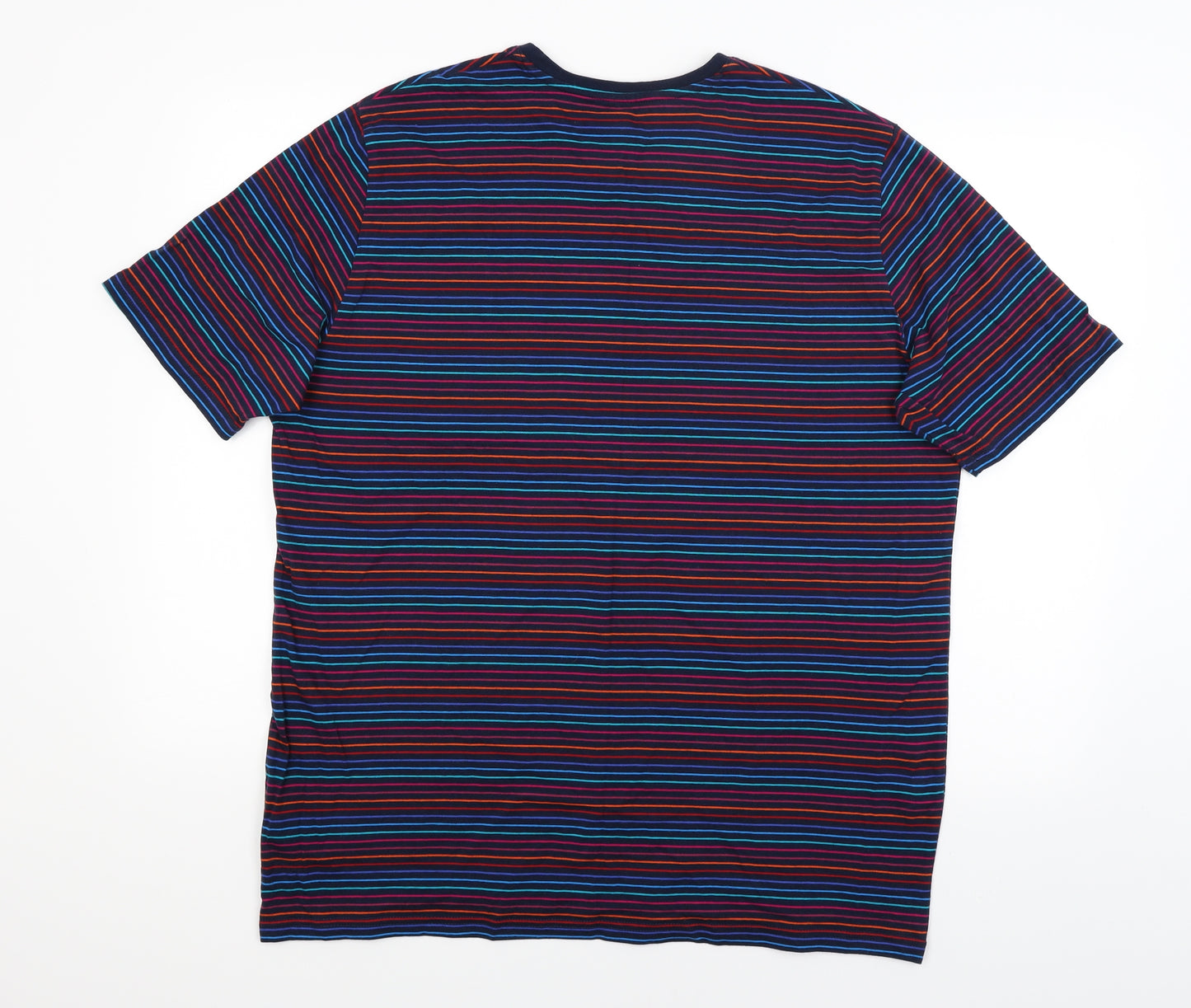 M&S Mens Blue Striped   T-Shirt Size XL