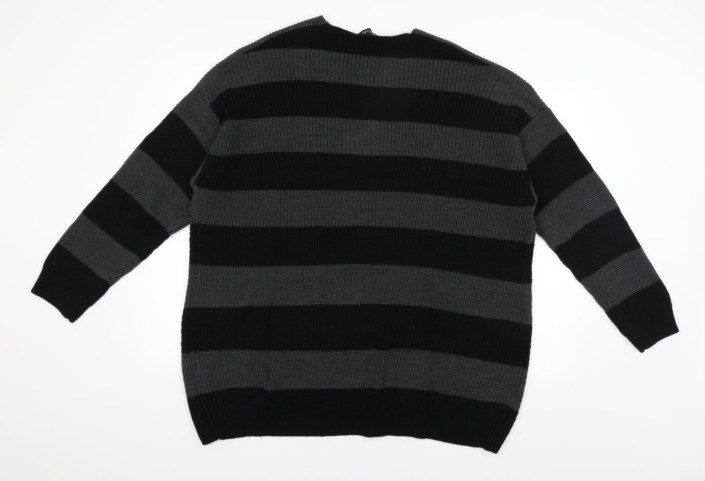 Yours Womens Black Striped  Pullover Jumper Size 24