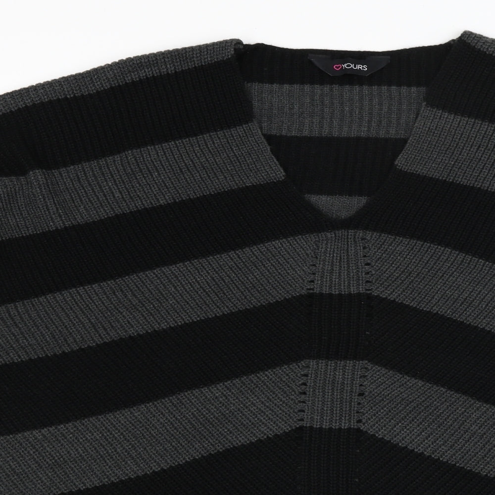 Yours Womens Black Striped  Pullover Jumper Size 24