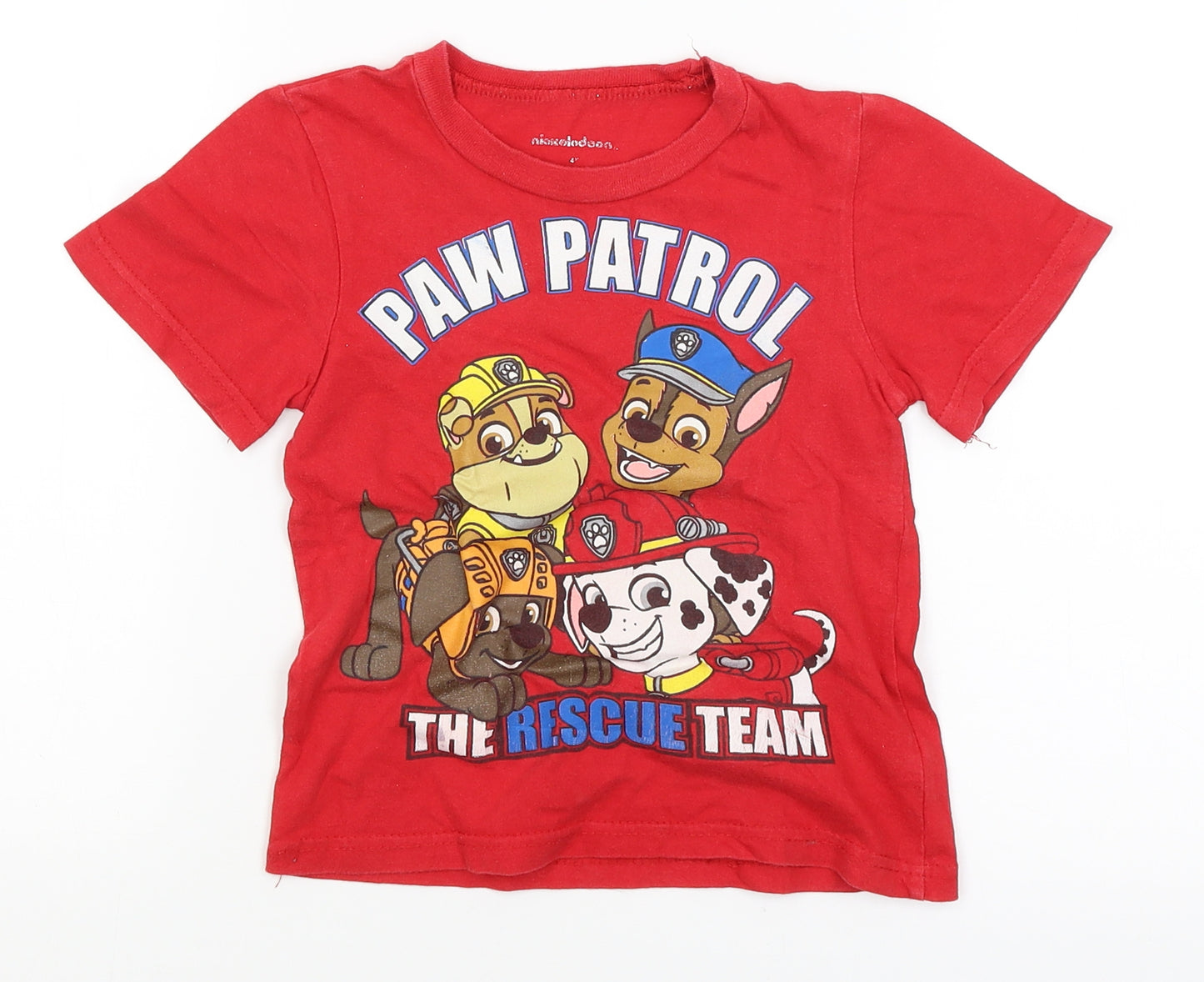 Nickelodeon Boys Red   Basic T-Shirt Size 4 Years  - Paw Patrol