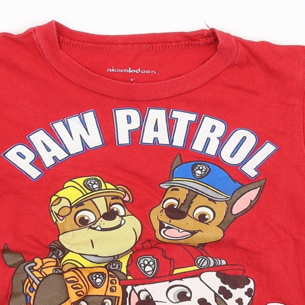 Nickelodeon Boys Red   Basic T-Shirt Size 4 Years  - Paw Patrol