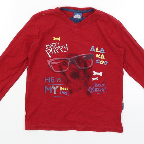 Alakazoo Boys Red   Basic T-Shirt Size 3 Years  - Dog