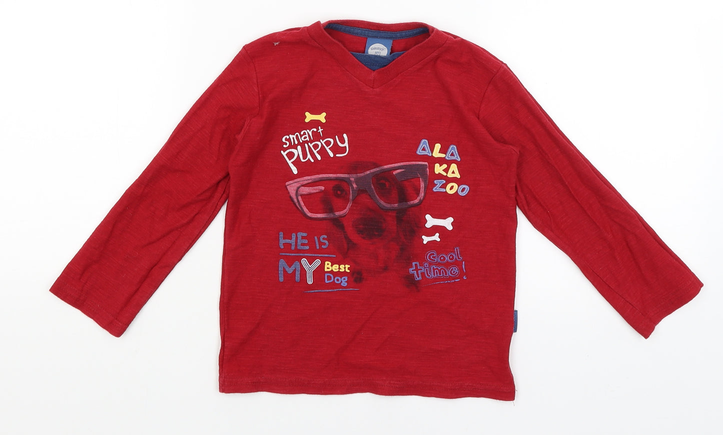 Alakazoo Boys Red   Basic T-Shirt Size 3 Years  - Dog