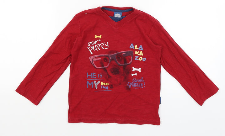 Alakazoo Boys Red   Basic T-Shirt Size 3 Years  - Dog